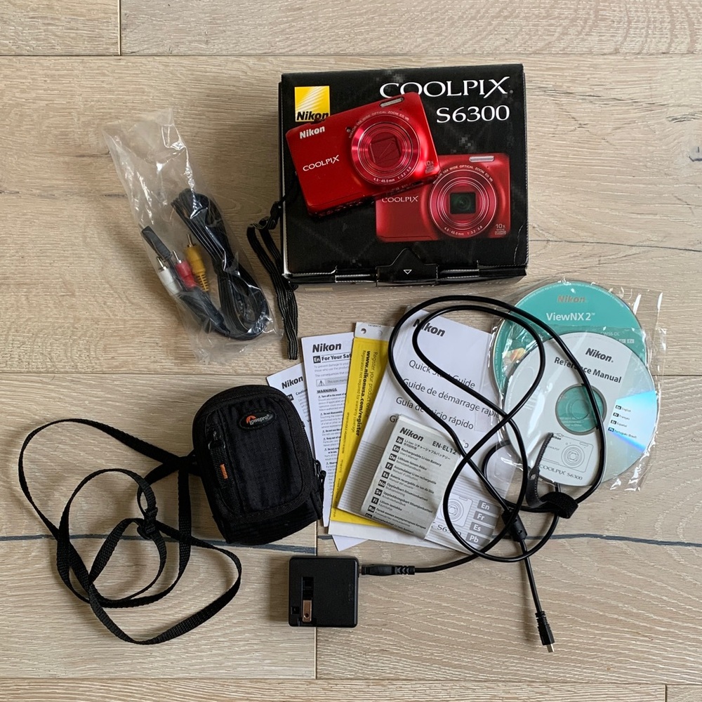 Nikon COOLPIX S6300 Red Digital Camera Bundle